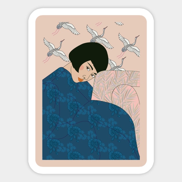 Asian Girl in a flowery dress Sticker by IncognitobyE